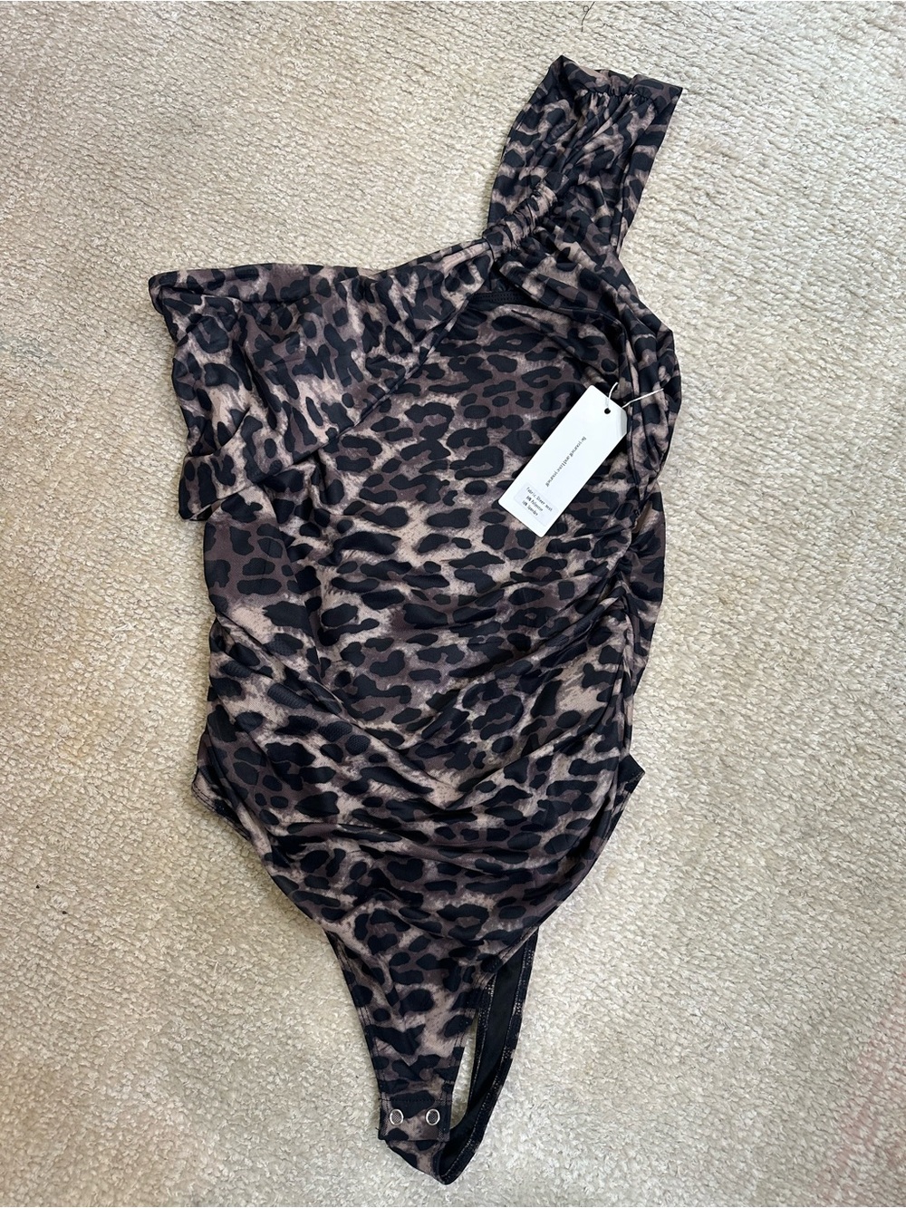 Amazon One-Shoulder Leopard Print Bodysuit - Brown/Black